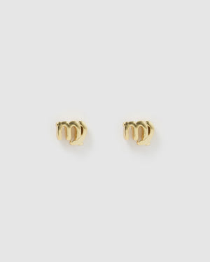 Izoa Virgo Star Sign Symbol Stud Gold