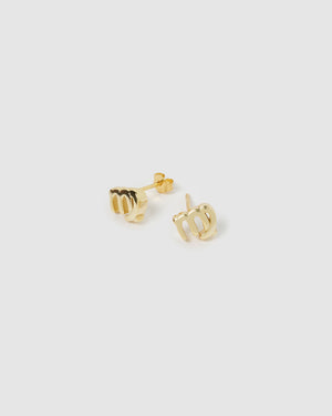 Izoa Virgo Star Sign Symbol Stud Gold