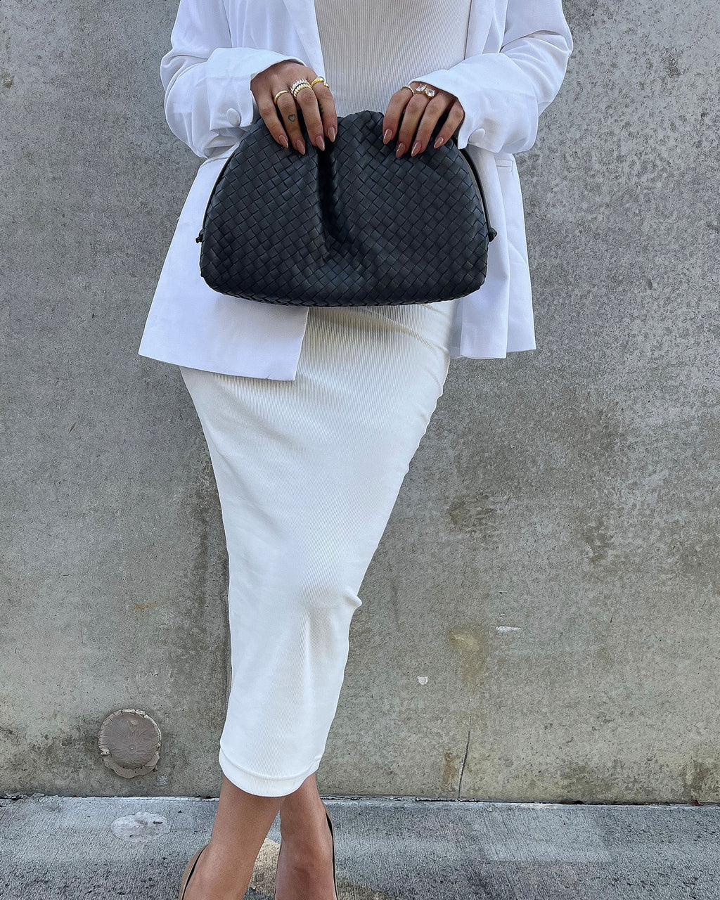 Izoa Vincenza Woven Bag Charcoal