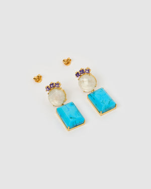 Izoa Vivian Earrings Turquoise White Purple