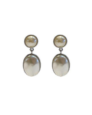 Izoa Diana Pearl Drop Earrings Silver