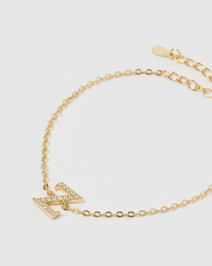 Izoa Crystal Letter Z Bracelet Gold