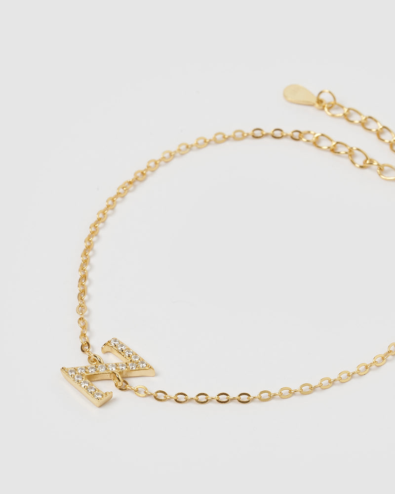 Izoa Crystal Letter Z Bracelet Gold