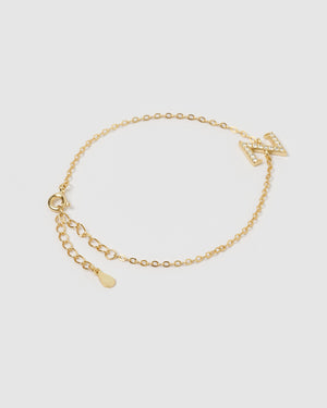 Izoa Crystal Letter Z Bracelet Gold