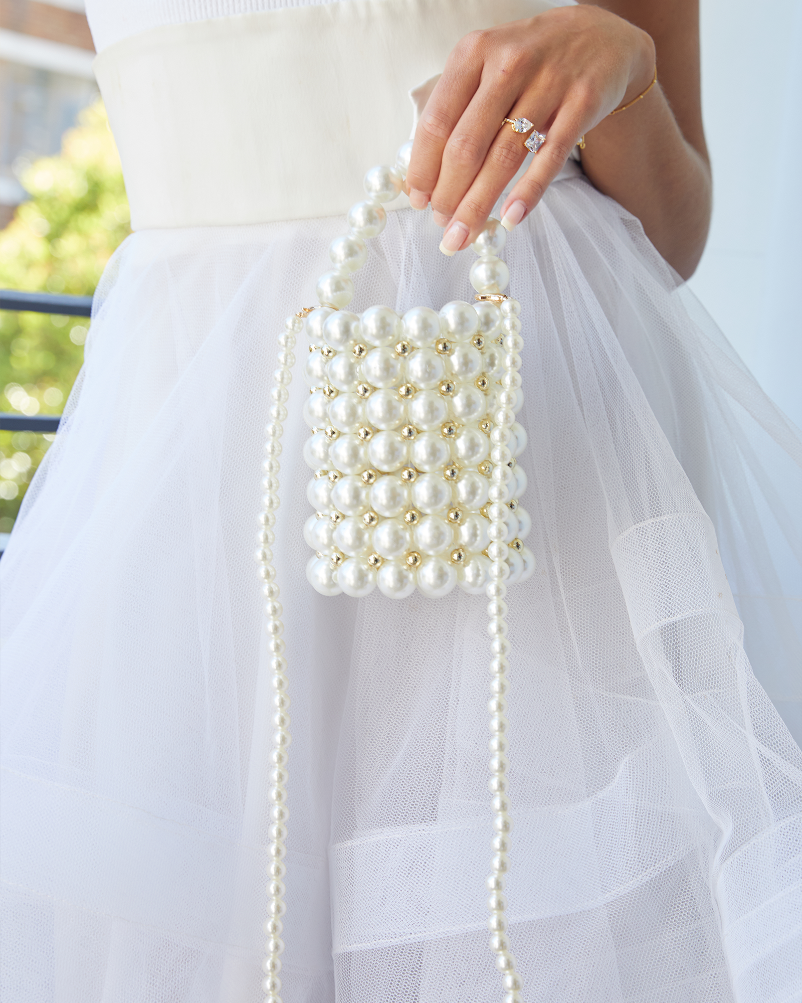 White 2025 pearl handbag