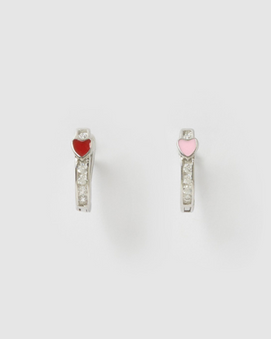 Izoa Kids Love Huggie Earrings Silver