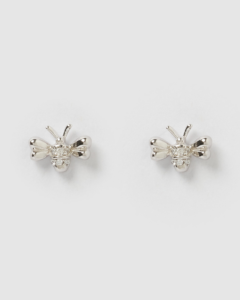 Izoa Bumble Stud Earrings Silver