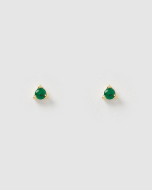 Izoa Dee Emerald Green Cubic Zirconia Small Stud Earrings