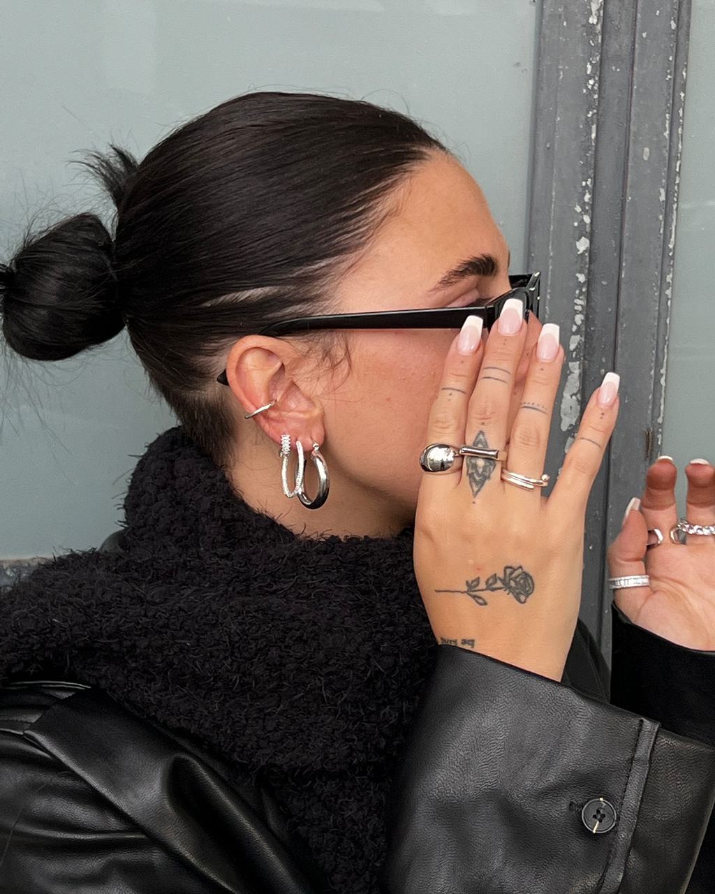 Izoa Small Teddy Hoop Earrings Silver