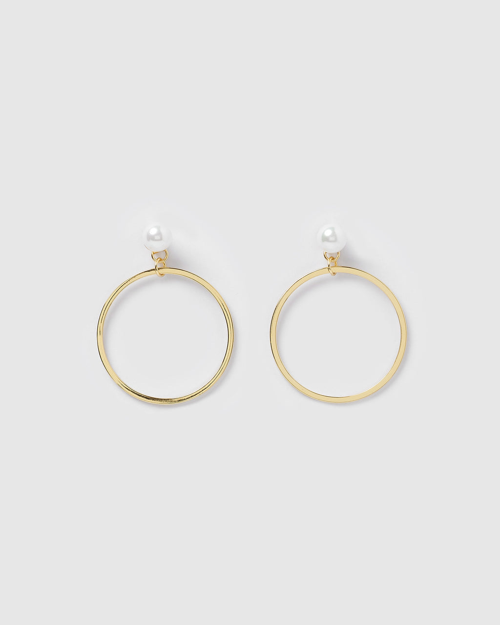 Izoa Holly Hoop Earrings Gold Pearl