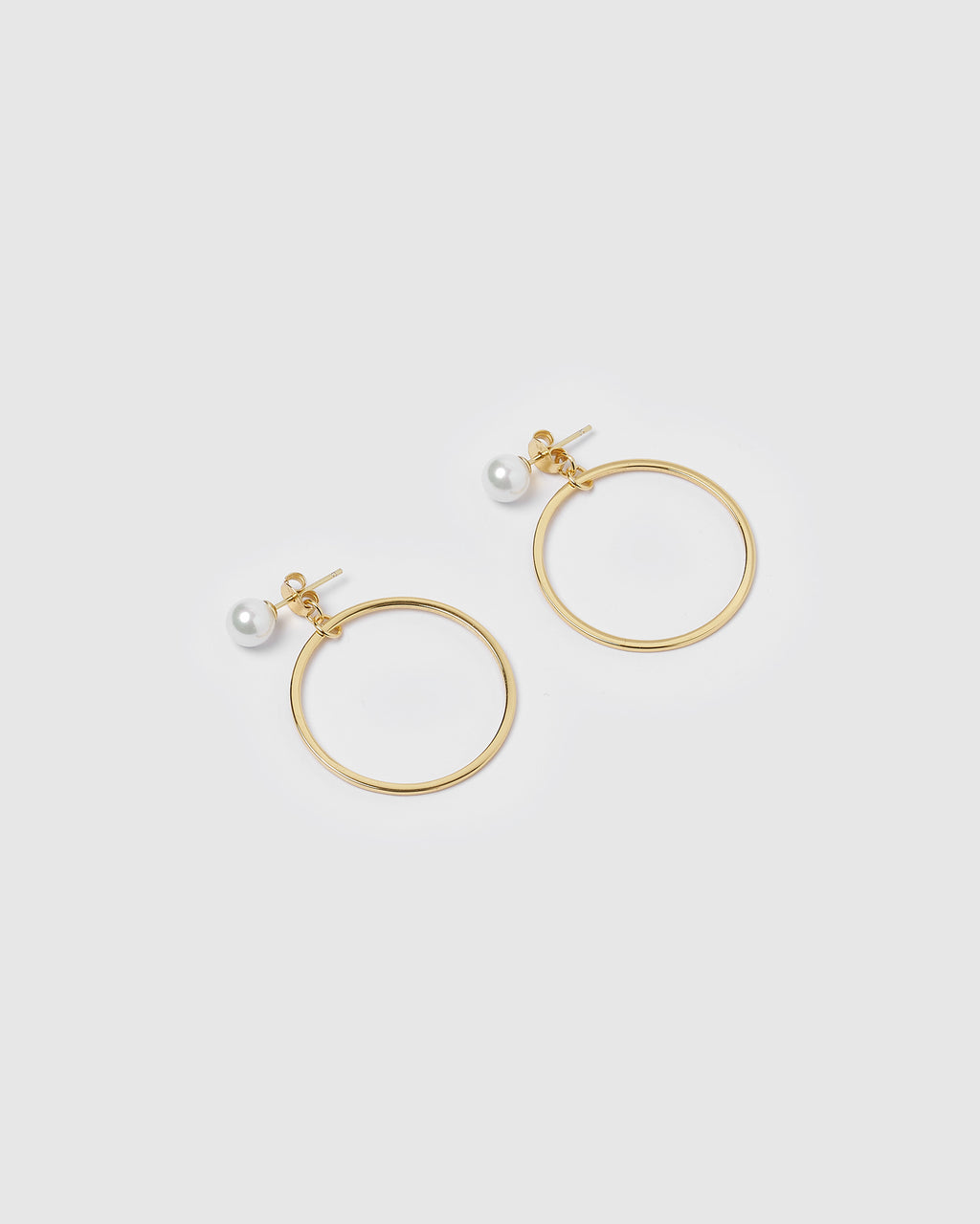 Izoa Holly Hoop Earrings Gold Pearl