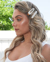 Izoa Leah Hair Clip Set Gold Silver Pearl