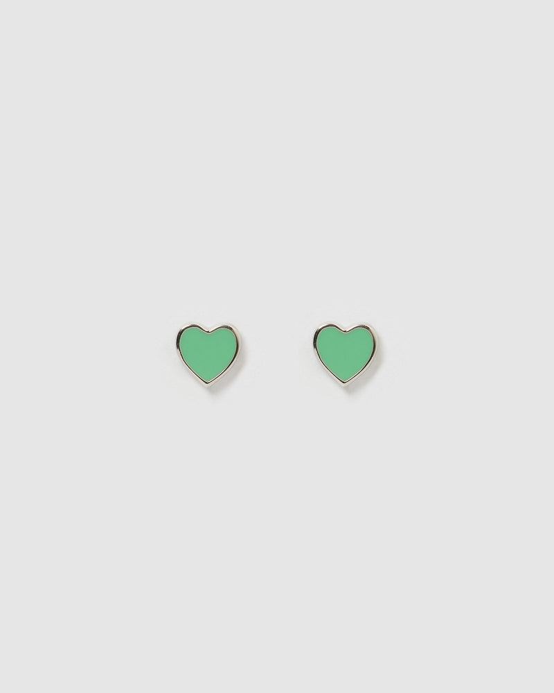 Izoa Kids Leesa Stud Earrings Silver Green