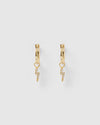 Izoa Lightning Bolt Huggie Earrings Gold