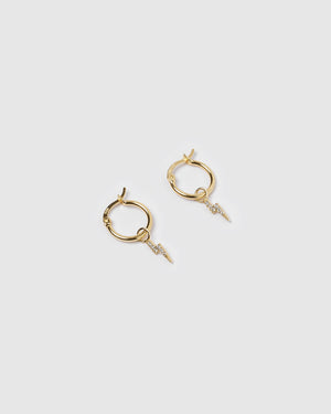 Izoa Lightning Bolt Huggie Earrings Gold