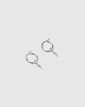 Izoa Lightning Bolt Huggie Earrings Sterling Silver