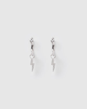 Izoa Lightning Bolt Huggie Earrings Sterling Silver