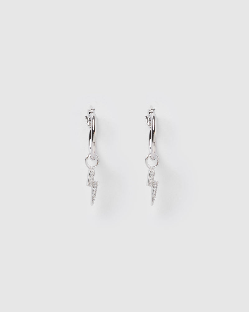 Izoa Lightning Bolt Huggie Earrings Sterling Silver