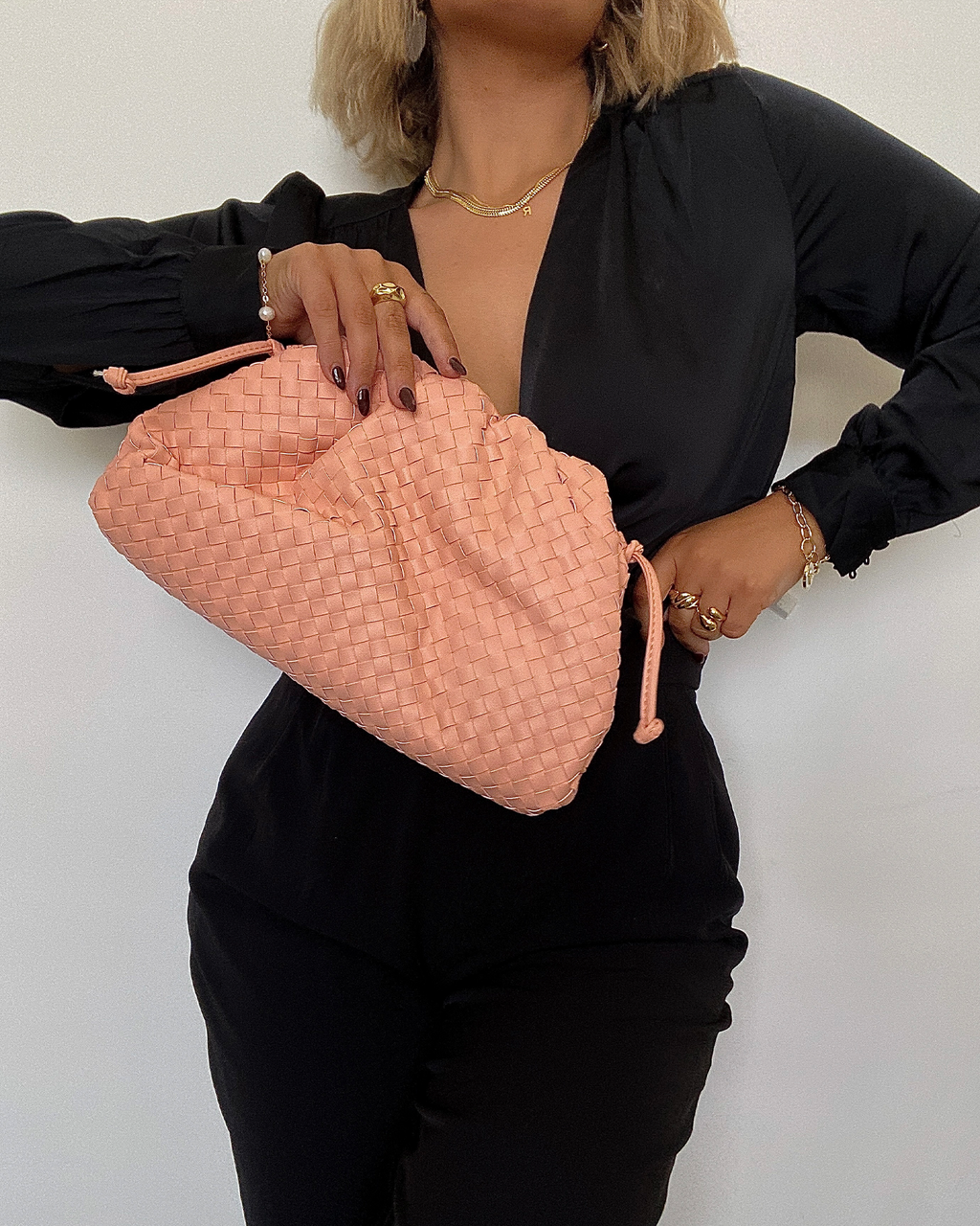 Izoa Vincenza Woven Bag Peach