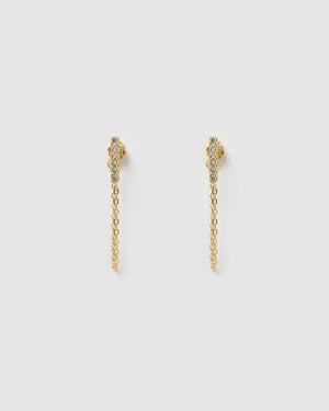Izoa Sandra Drop Stud Earrings Gold