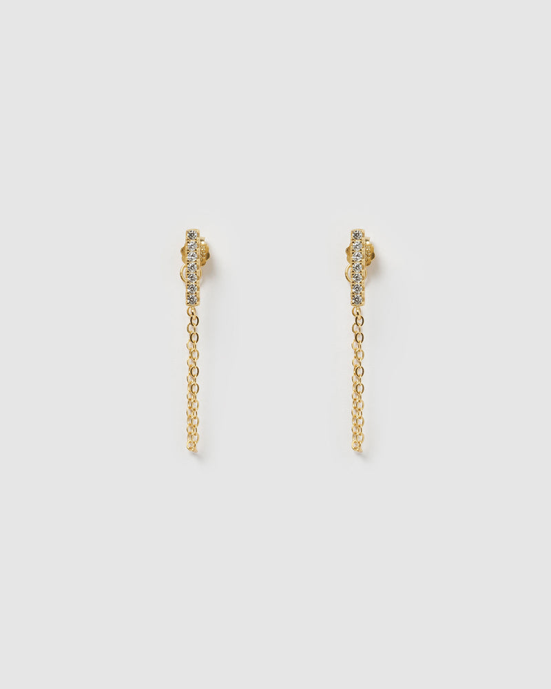 Izoa Sandra Drop Stud Earrings Gold