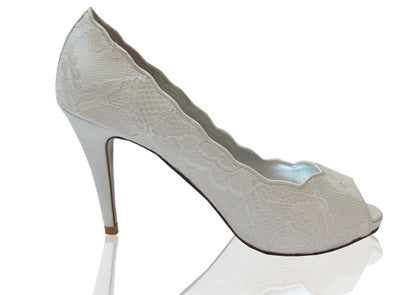 Izoa Eternal Peeptoe Heels Ivory Lace